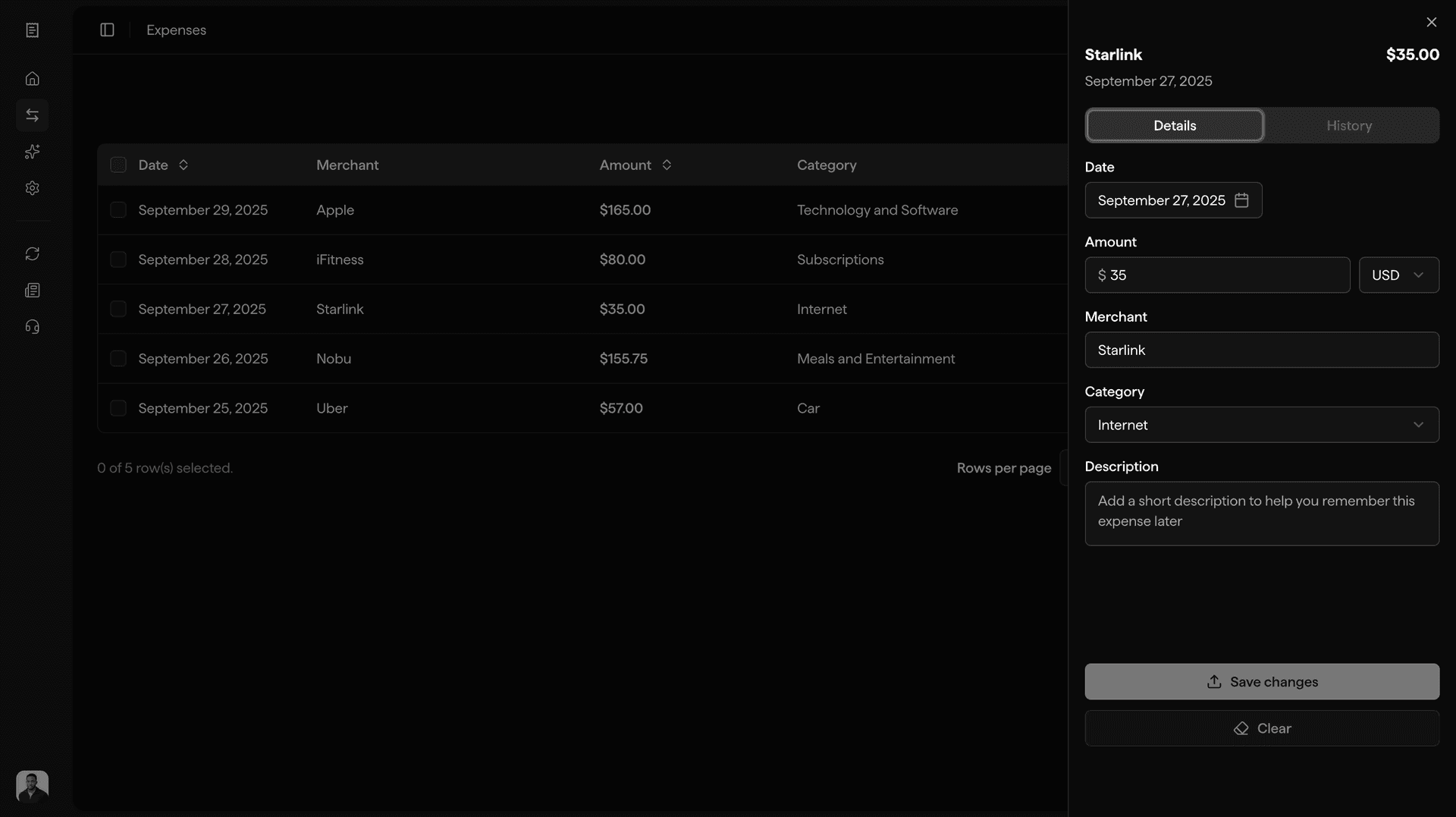 Expender edit expense page preview