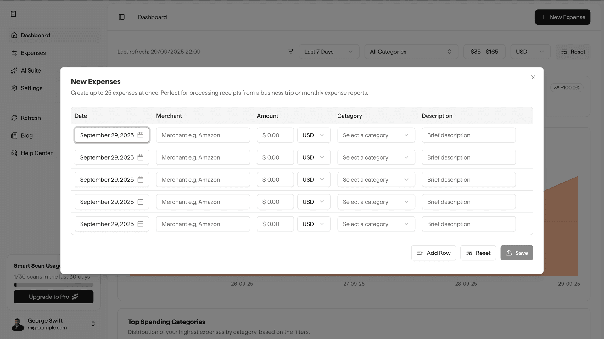 Expender add multiple expenses page preview