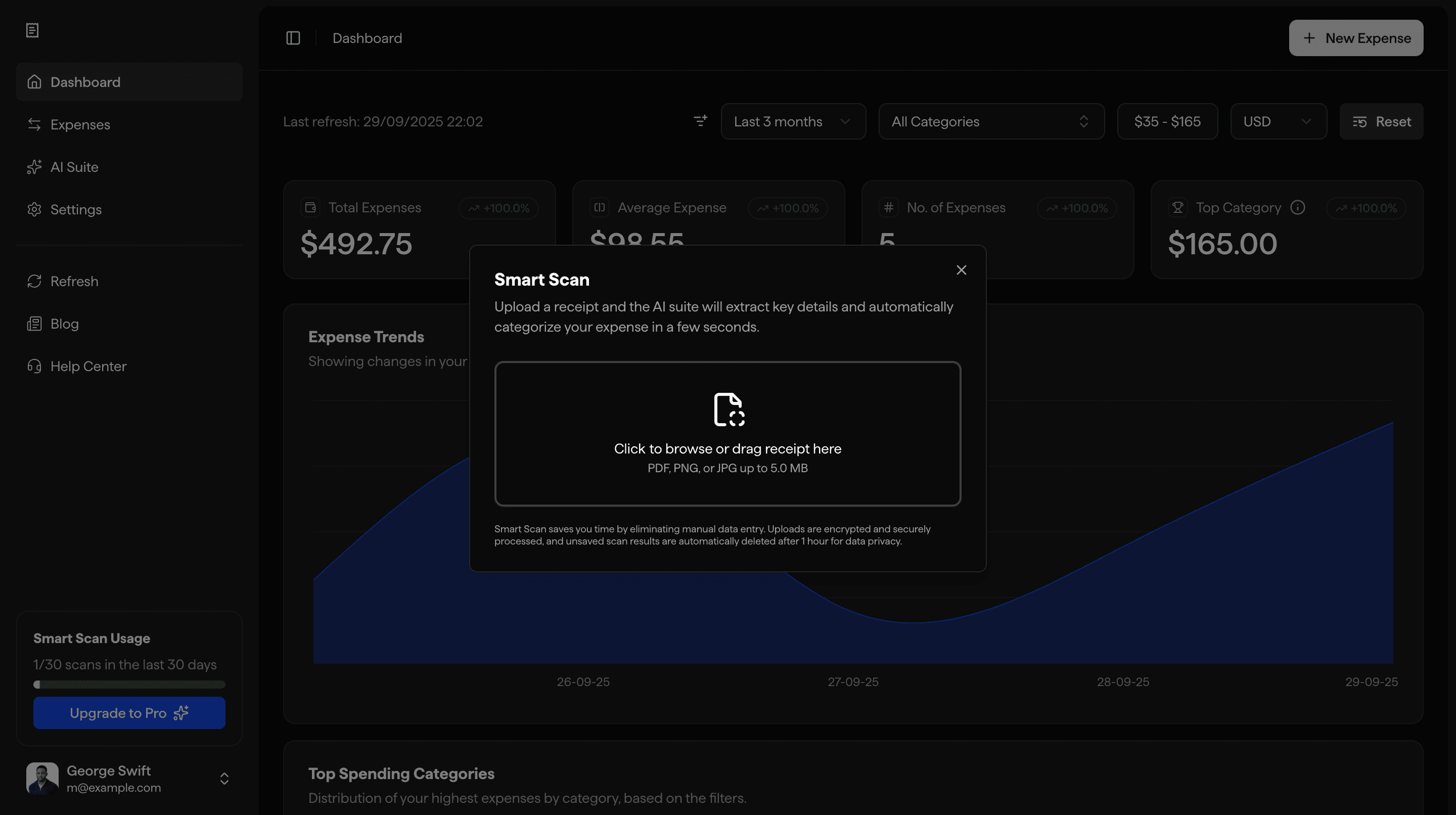 Smart Scan on Expender - an AI-powered expense management tool