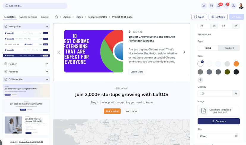 LoftOS Pages app preview